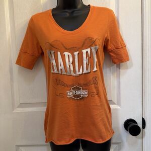 Harley-Davidson Women’s XS Orange Las Vegas Nevada Graphic T Shirt USA Made